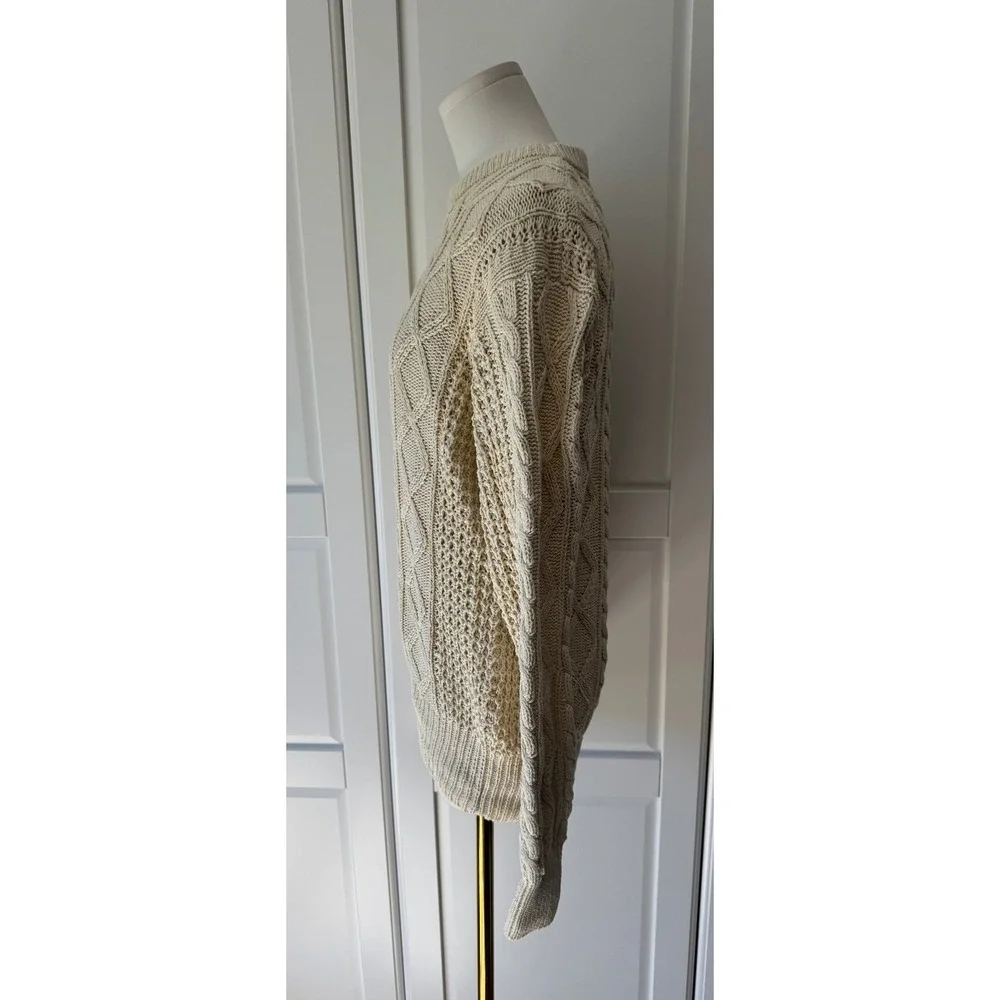 Finalist Vintage Cream Cable Knit Linen Cotton Blend Fisherman's Sweater NWT M